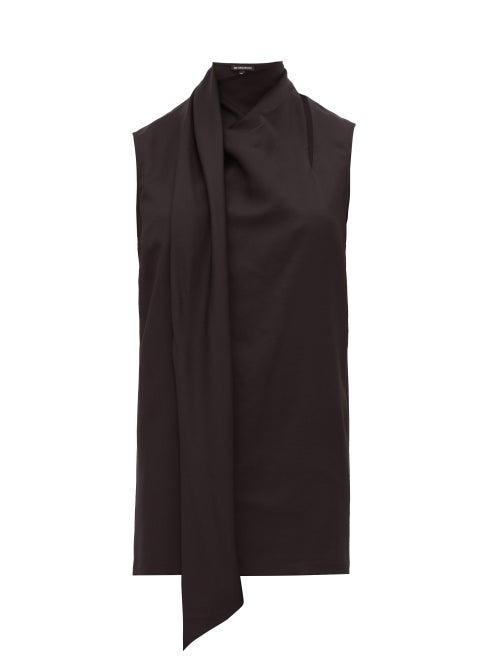 Matchesfashion.com Ann Demeulemeester - Neck Scarf Wool Blend Top - Womens - Black