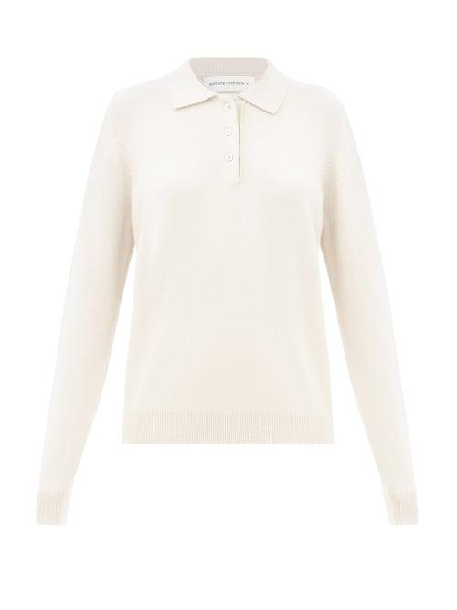 Extreme Cashmere - No. 223 Be For Stretch-cashmere Polo Sweatshirt - Womens - White