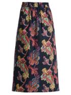 Matchesfashion.com Tibi - Paisley Print Cotton Skirt - Womens - Navy Multi