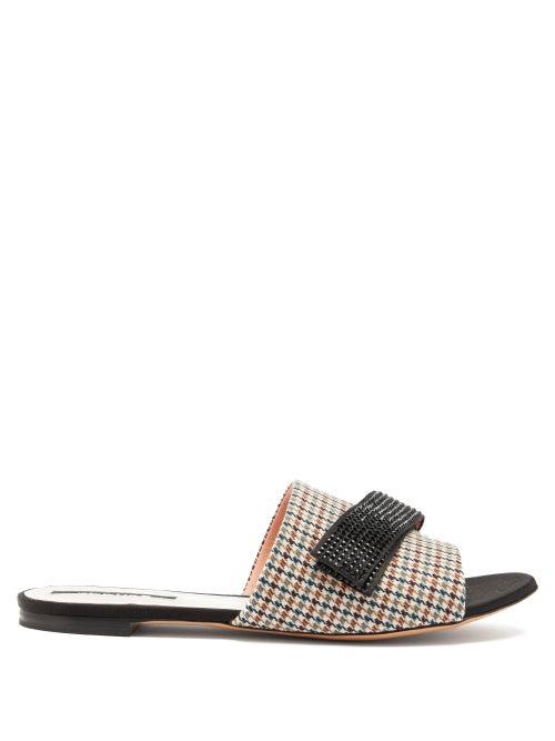 Matchesfashion.com Rochas - Stud-appliqu Houndstooth Slides - Womens - Multi