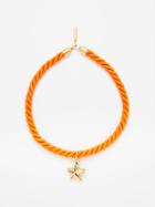 Timeless Pearly - Star-charm Gold-plated Rope Necklace - Womens - Orange Multi