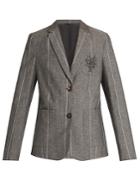 Brunello Cucinelli Embellished Striped Wool And Linen-blend Jacket