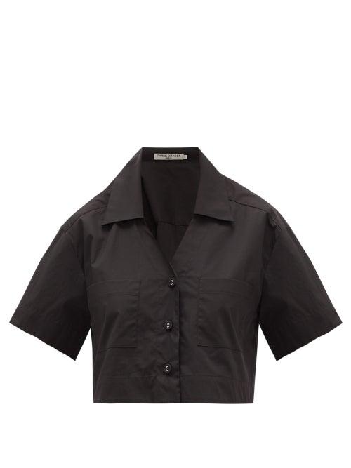 Matchesfashion.com Three Graces London - Lily Cotton-poplin Cropped Shirt - Womens - Black
