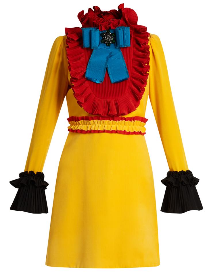 Gucci Ruffle-trimmed Velvet Mini Dress