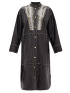 Matchesfashion.com Stand Studio - Ruby Python-effect Bib Leather Shirt Dress - Womens - Black Multi