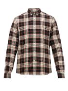 Matchesfashion.com Ami - Checked Button Down Collar Brushed Cotton Shirt - Mens - Orange White