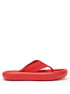 Matchesfashion.com Stella Mccartney - Logo-debossed Rubber Flatform Flip Flops - Womens - Red