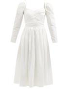 Self-portrait - Sweetheart-neckline Gathered Taffeta Midi Dress - Womens - White