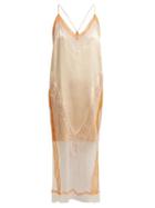 Matchesfashion.com Jonathan Simkhai - Lace Trimmed Satin Dress - Womens - Nude Multi