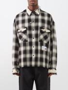 Mihara Yasuhiro - Distressed Checked Cotton Shirt - Mens - White Black