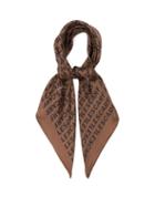 Ladies Accessories Lescarf - No.36 Logo-print Silk-twill Scarf - Womens - Brown Multi