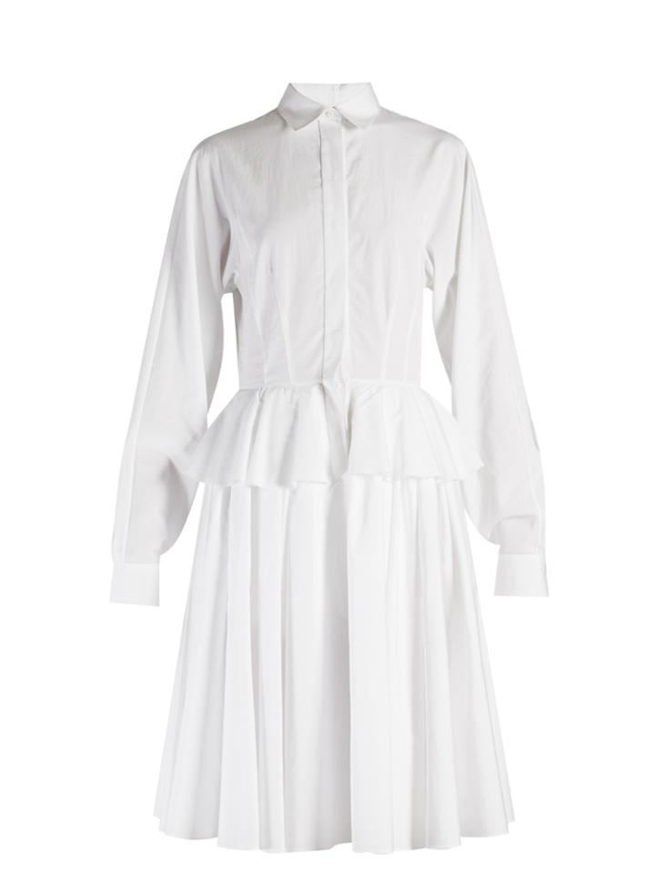 Givenchy Point-collar Fluted-peplum Cotton Dress