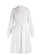 Givenchy Point-collar Fluted-peplum Cotton Dress