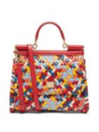 Matchesfashion.com Dolce & Gabbana - Sicily Medium Woven-leather Bag - Womens - Multi