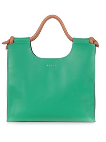 Matchesfashion.com Marni - Marcel Knotted-handle Leather Tote Bag - Womens - Green Multi