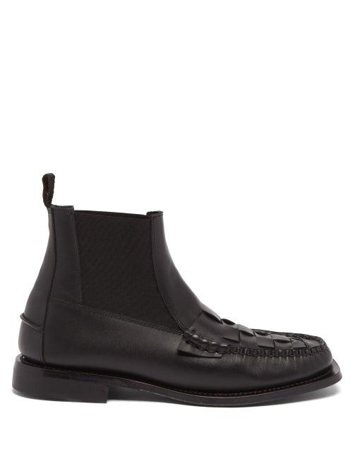 Hereu - Fuensa Woven-panel Leather Chelsea Boots - Mens - Black