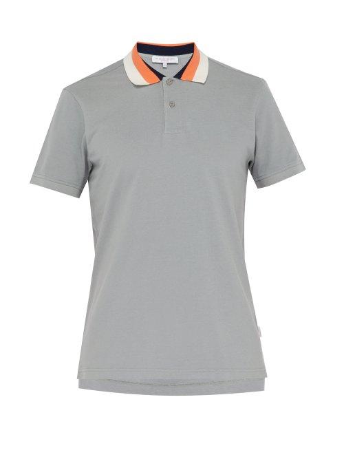 Matchesfashion.com Orlebar Brown - Jarrett Striped Collar Cotton Piqu Polo Shirt - Mens - Grey Multi