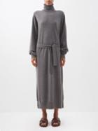 Raey - Responsible Cashmere-blend Belted Roll-neck Dress - Womens - Dark Grey