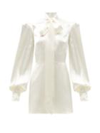 Matchesfashion.com The Vampire's Wife - The Mini Mayhem Pussy-bow Silk-satin Dress - Womens - Ivory