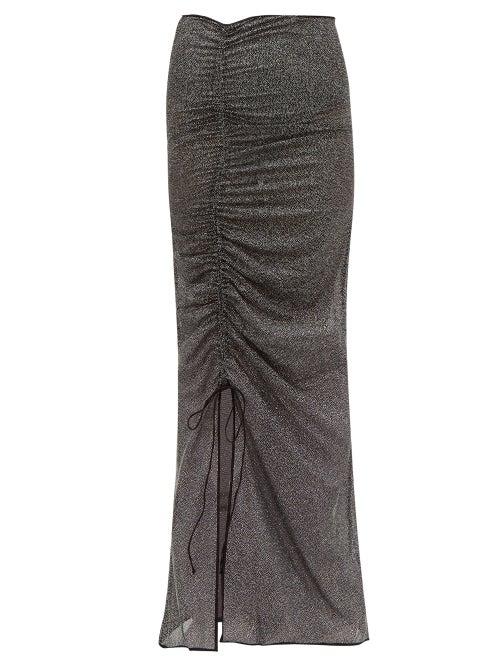 Matchesfashion.com Oseree - Lumire Ruched Metallic Tulle Maxi Skirt - Womens - Black