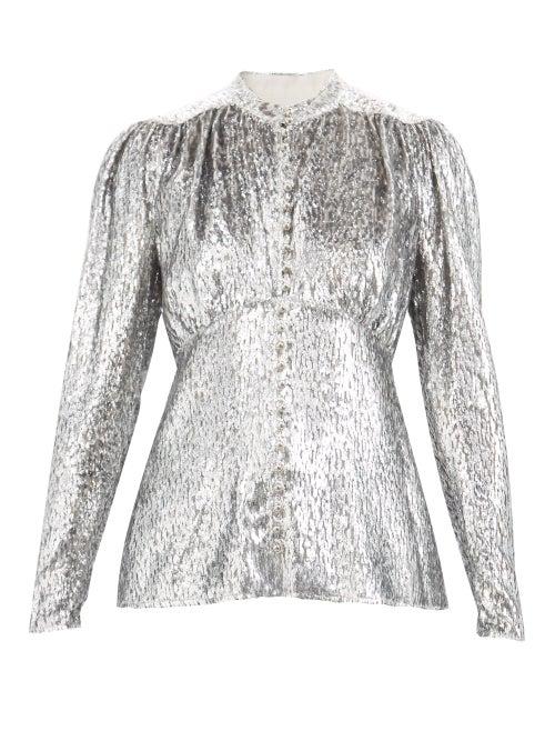 Paco Rabanne - Metallic Devor-velvet Blouse - Womens - Silver