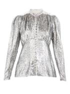 Paco Rabanne - Metallic Devor-velvet Blouse - Womens - Silver