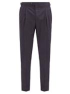 Matchesfashion.com Thom Sweeney - Pleated-rise Wool-blend Flannel Trousers - Mens - Navy