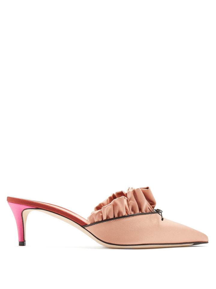 Marco De Vincenzo Point-toe Bow-embellished Satin Mules