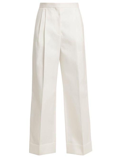 Matchesfashion.com The Row - Liano High Rise Cotton Trousers - Womens - Ivory