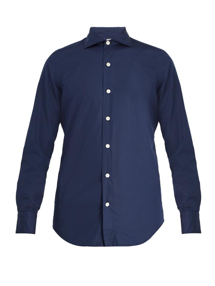 Finamore Seattle Spread-collar Cotton-poplin Shirt