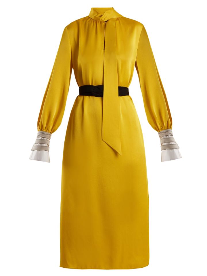 Fendi Abito High-neck Satin Cady Midi Dress