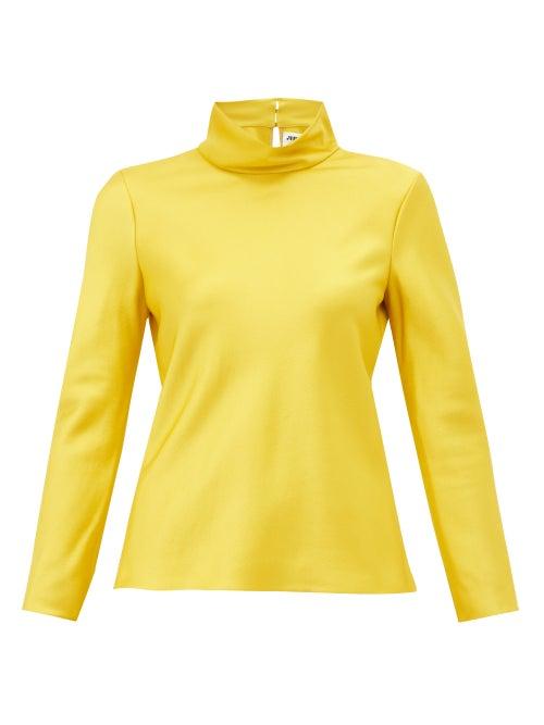 Matchesfashion.com Maison Rabih Kayrouz - High Neck Satin Top - Womens - Yellow