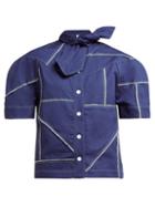 Matchesfashion.com Symonds Pearmain - Tie Neck Denim Shirt - Womens - Navy