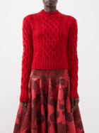 Emilia Wickstead - Artie Cable-knit Wool Sweater - Womens - Red