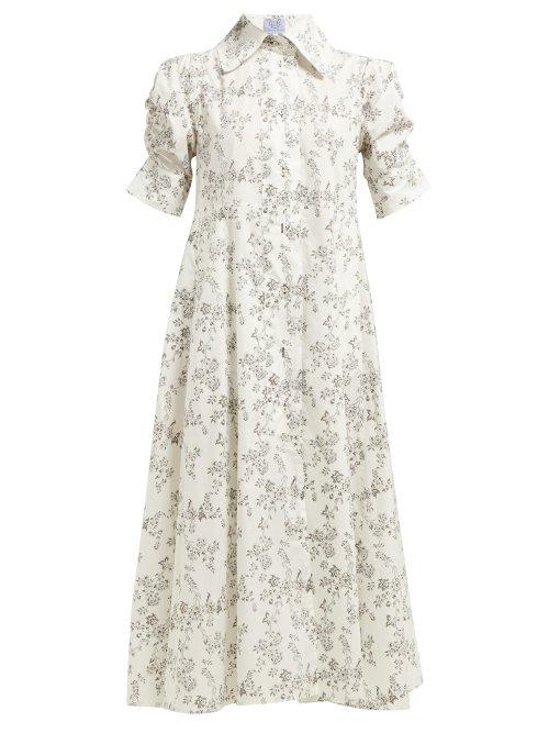 Matchesfashion.com Thierry Colson - Floral Print Cotton Midi Shirtdress - Womens - Black Multi