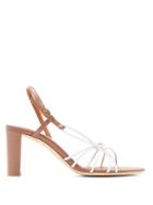 Matchesfashion.com Malone Souliers - Binette Knotted Leather Slingback Sandals - Womens - Pink White