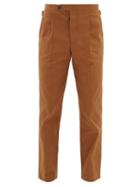 Matchesfashion.com King & Tuckfield - Pleated Cotton-twill Trousers - Mens - Brown