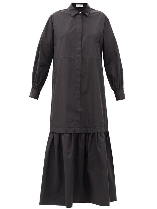 Matchesfashion.com Co - Dropped-hem Cotton-blend Poplin Maxi Shirt Dress - Womens - Black