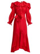 Matchesfashion.com Horror Vacui - Defensia Smocked Cotton Dress - Womens - Red