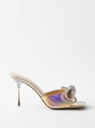 Mach & Mach - Double Bow 95 Crystal & Leather Mules - Womens - Gold