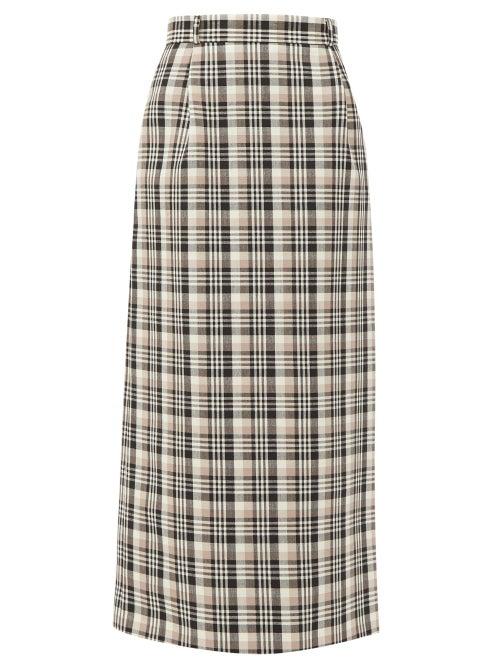 Matchesfashion.com Edward Crutchley - Checked A-line Wool Maxi Skirt - Womens - Brown Multi