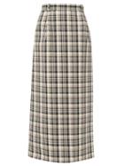 Matchesfashion.com Edward Crutchley - Checked A-line Wool Maxi Skirt - Womens - Brown Multi