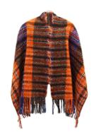Ladies Accessories Marni - Fringed Check Wool-blend Shawl - Womens - Orange Multi