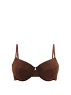 Matchesfashion.com Form And Fold - The Base Metallic-jersey Underwired D-g Bikini Top - Womens - Brown