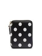 Comme Des Garons Wallet - Polka-dot Leather Zip-around Wallet - Mens - Black White