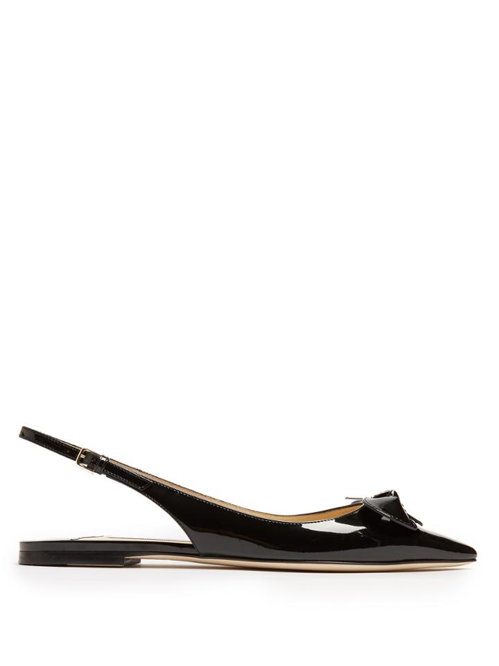 Jimmy Choo Blare Point-toe Slingback Patent-leather Flats