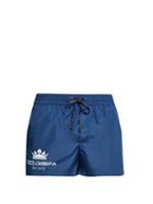Matchesfashion.com Dolce & Gabbana - Logo Print Swim Shorts - Mens - Blue