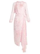 Matchesfashion.com Preen By Thornton Bregazzi - Harlow Silk Blend Devor Wrap Dress - Womens - Pink