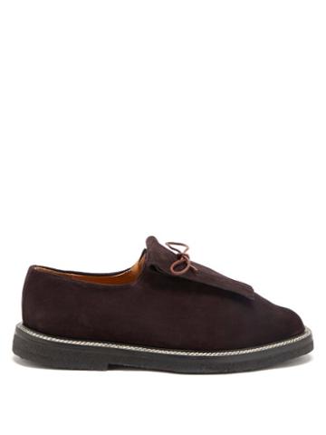 Mens Shoes Jacques Soloviere - Ray Tasselled Suede Derby Shoes - Mens - Dark Brown