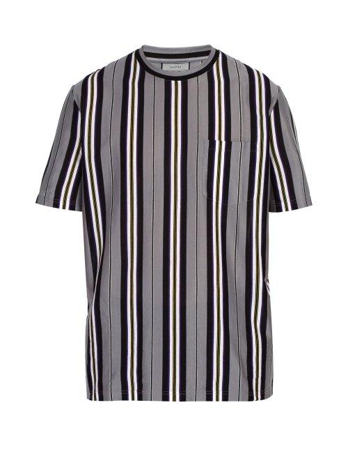 Matchesfashion.com Lanvin - Striped Cotton Jersey T Shirt - Mens - Grey Multi